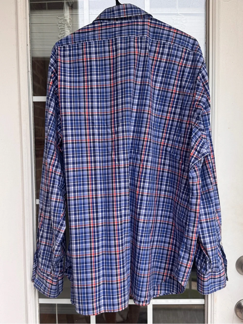 Men's Blue Plaid Button-Up Shirt